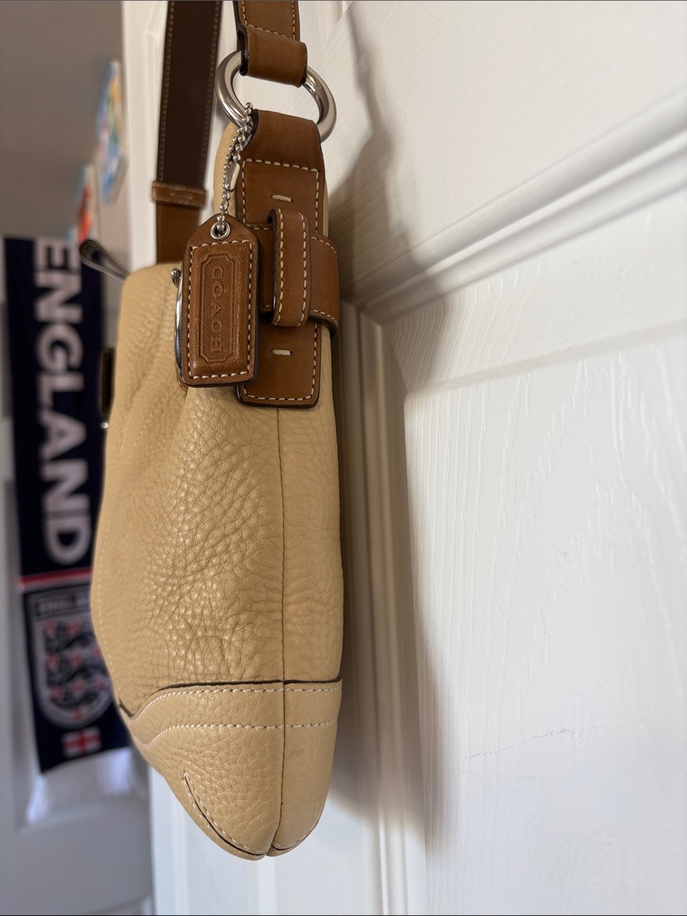 Coach Beige and Brown Leather Shoulder Bag - Picture 3 of 15